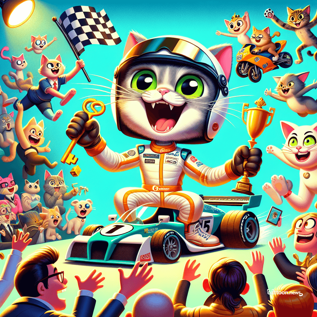 Racecar-Loving Feline Finds Purrfect Ride! - Cheerful Cat
