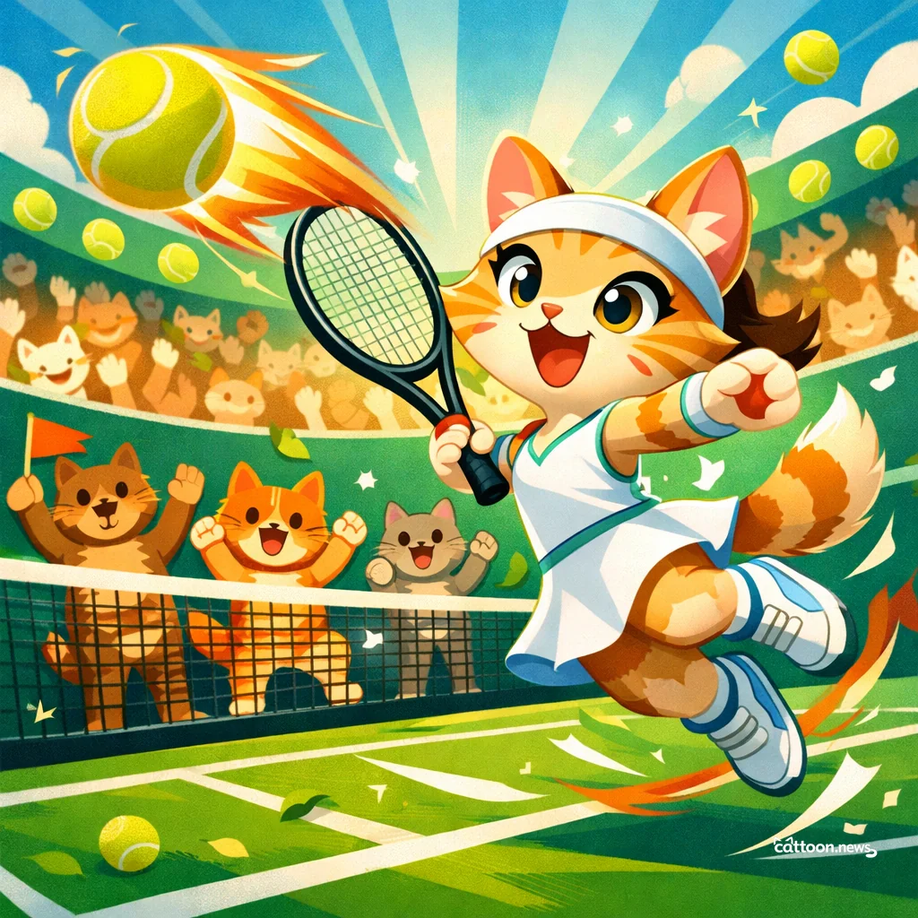 Serena Swings Back! Paws Up for a Comeback! - Cheerful Cat