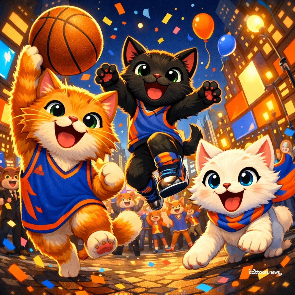 Knicks Win! Humans Go Wild, Cats Watch in Awe