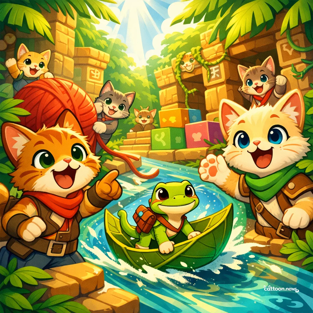 Little Lizard, Big Puzzles—Cats Are Intrigued! - Cheerful Cat
