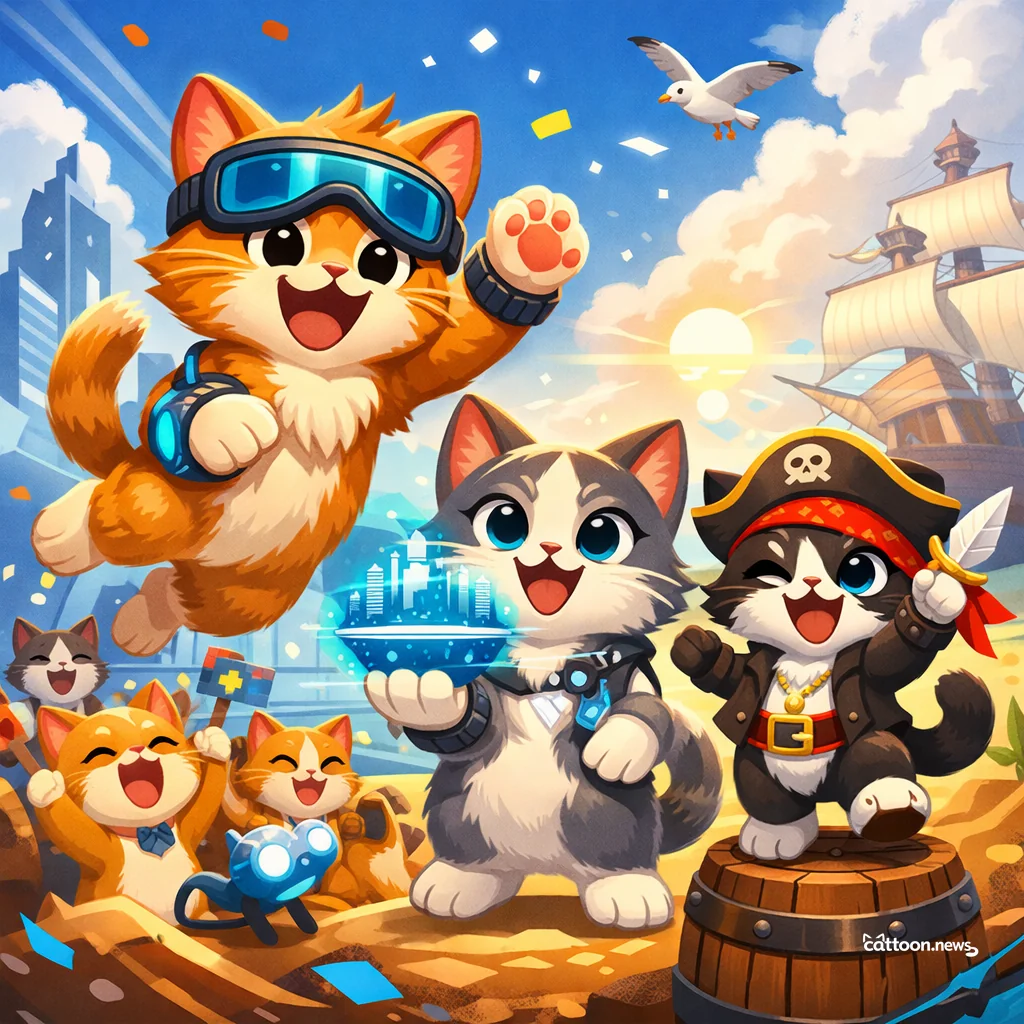 Pragmata Pops, Black Flag Shines: Cats Are Watching! - Cheerful Cat