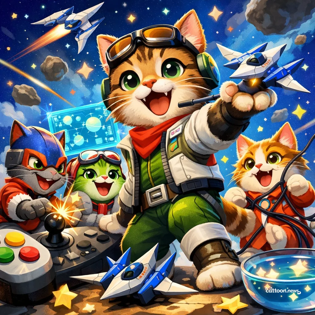 Star Fox 64 Returns! Cats Spot Sparkly Upgrades - Cheerful Cat