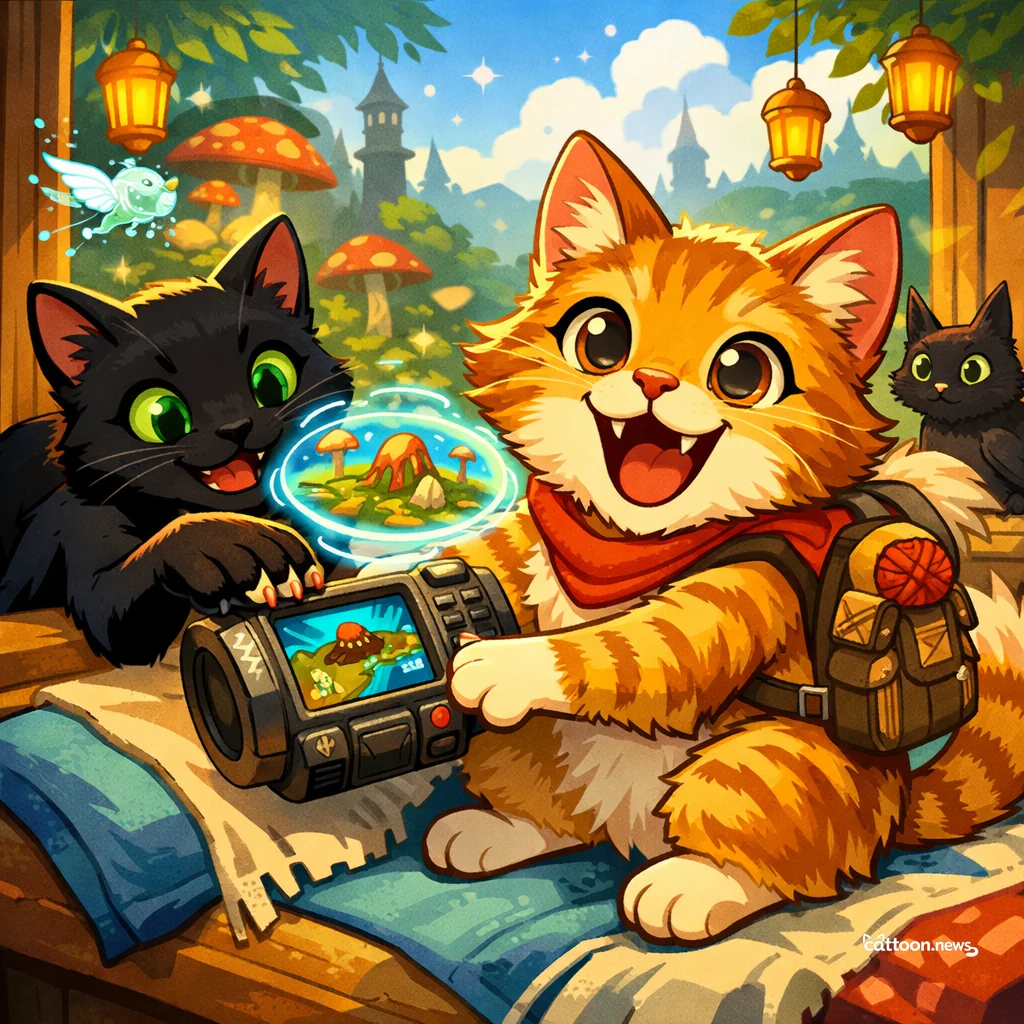 Morrowind in Your Paw! Pip-Boy Magic Delights Cats Everywhere - Cheerful Cat