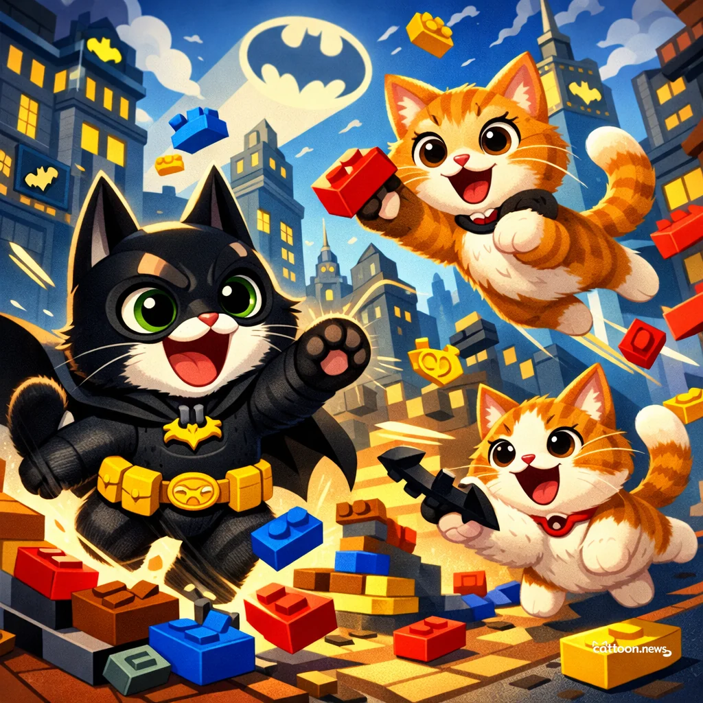 Batman Builds Bricks—Cats Pounce for Joy! - Cheerful Cat