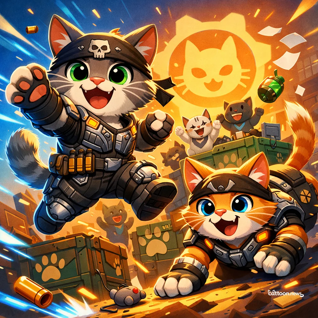 Paws Up: Gears of War Returns! Cat Eyes Wide - Cheerful Cat