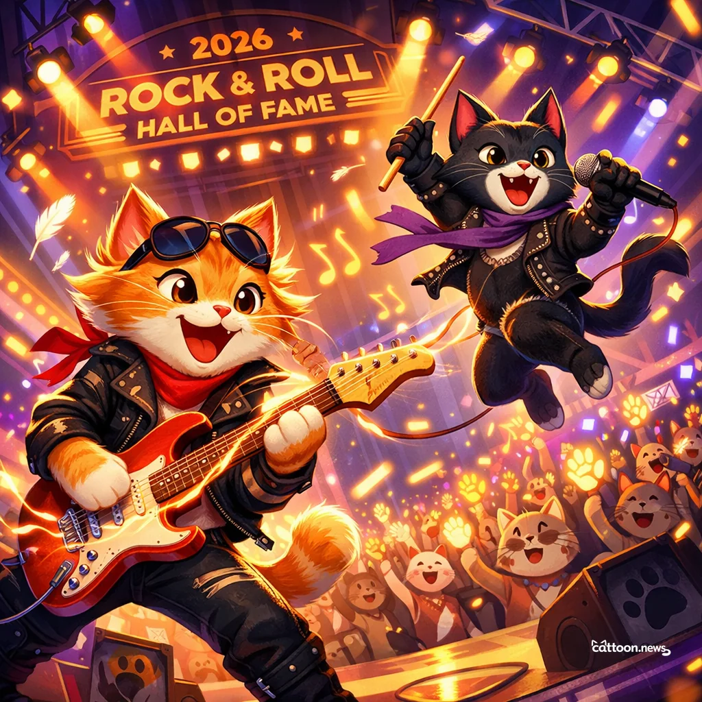 Legendary Rock Purrformances! Cats Tap Their Paws in Awe - Cheerful Cat