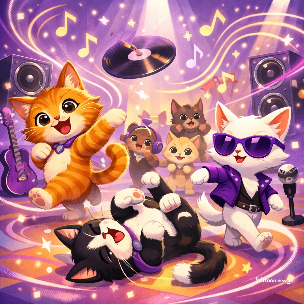 Prince’s Chart-Topping Hits—Cats Can’t Stop Dancing! - Cheerful Cat