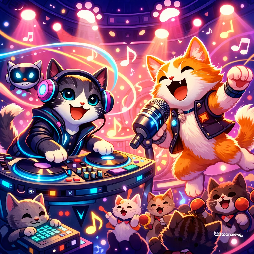 Big Paws, Big Playlists: AI Music Makes Purrfect Harmony! - Cheerful Cat
