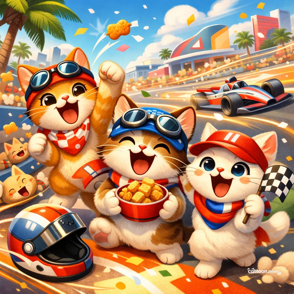 Furry Paws Tune In: Miami Grand Prix Goes Live! - Cheerful Cat