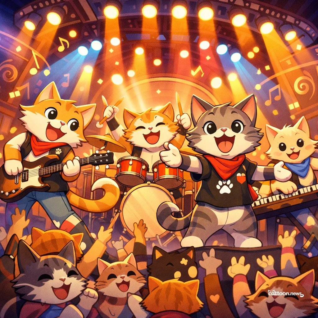 Rush Rocks Legends—Cats Purr in Awe! - Cheerful Cat