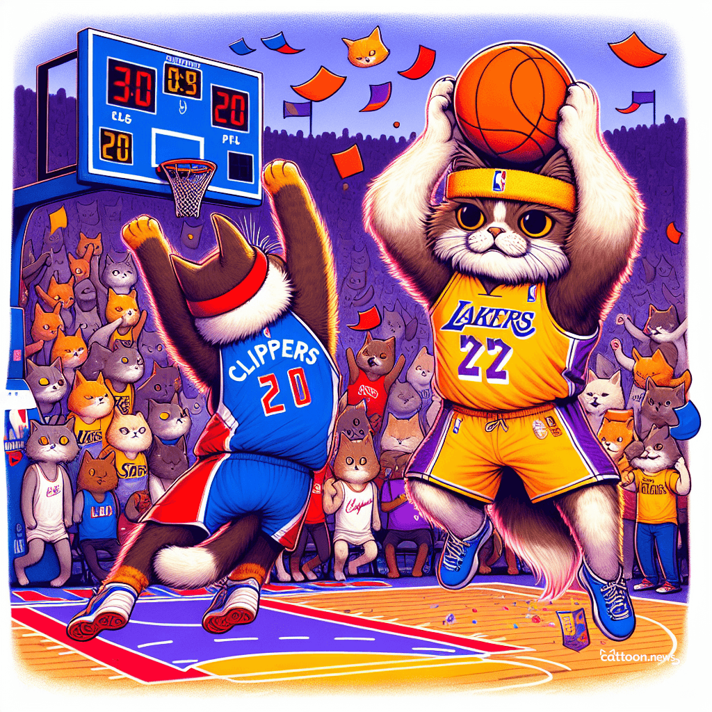 Cheerful Cat Applauds Lakers' Purr-fect Playoff Victory - Cheerful Cat