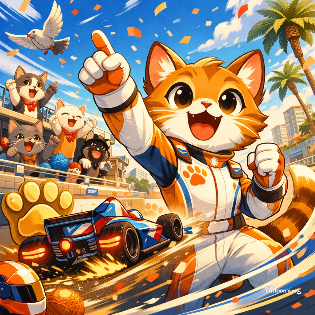 Alex Palou Zooms to Victory—Whiskers Twitch in Awe! - Cheerful Cat
