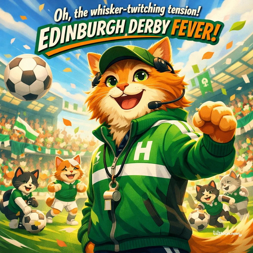 Hibs Chase Derby Glory—Whiskers Quiver with Excitement! - Cheerful Cat