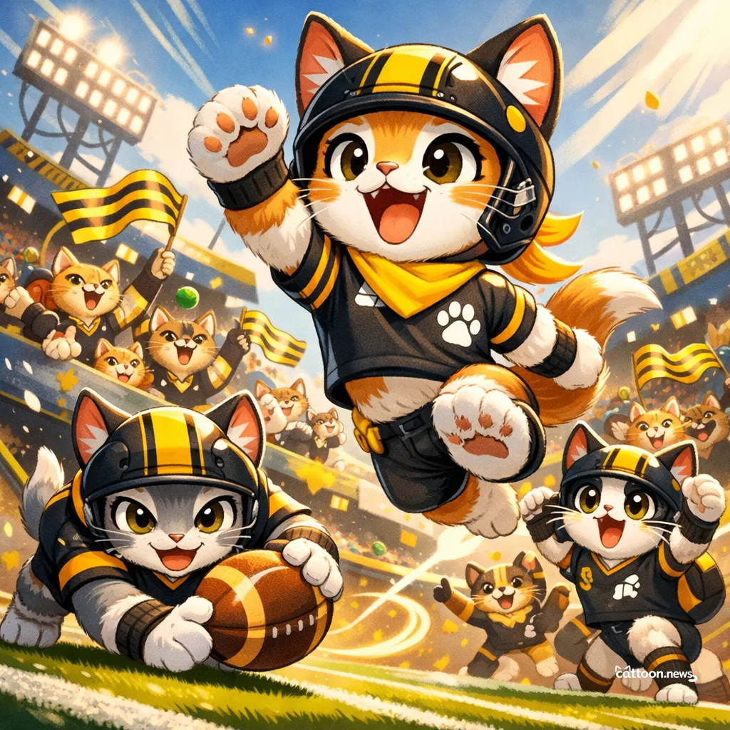 Steelers’ Shiny New Offense Has Cats Curious! - Cheerful Cat