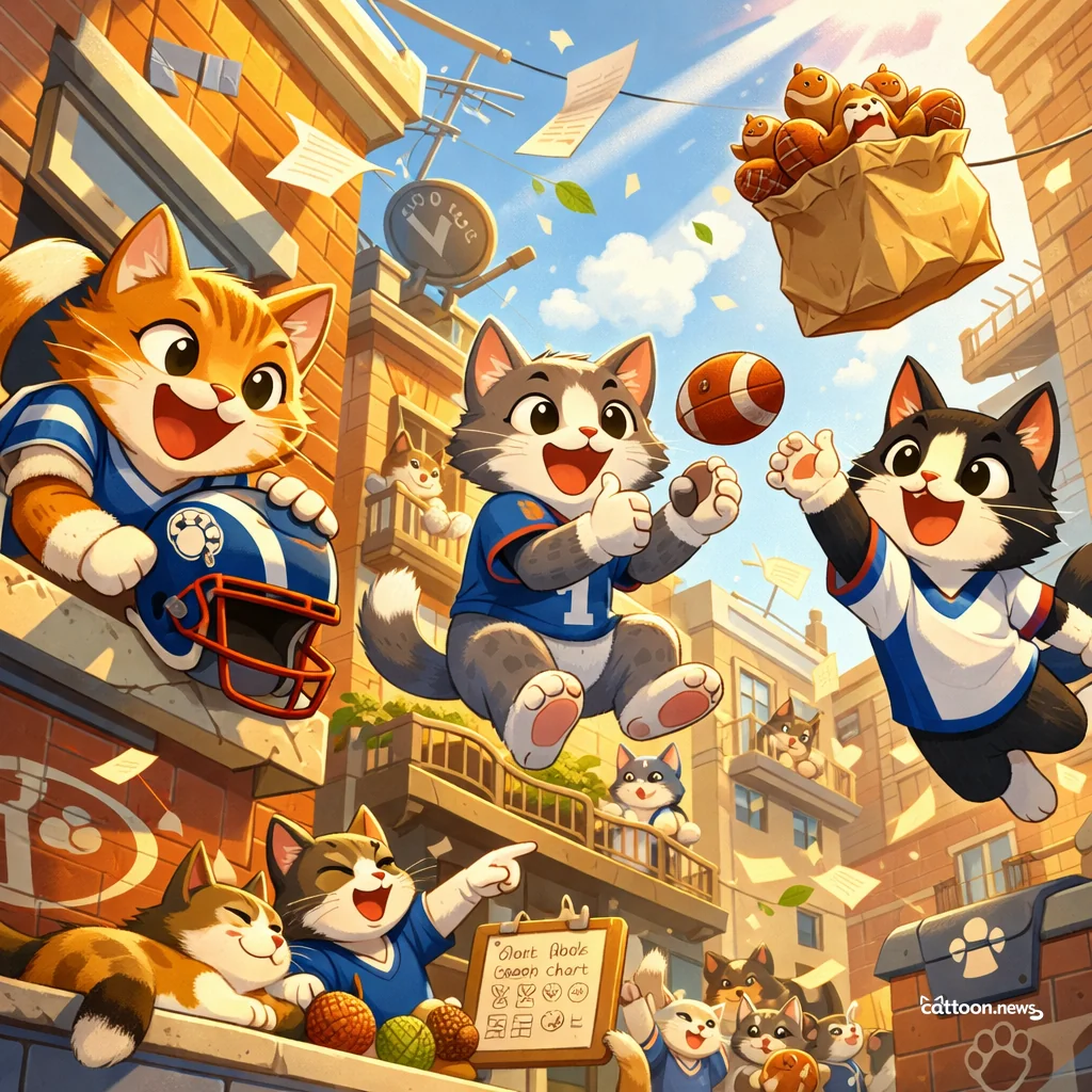 Patriots’ Draft Day Drama: Cats Watch the Rising Stars! - Cheerful Cat