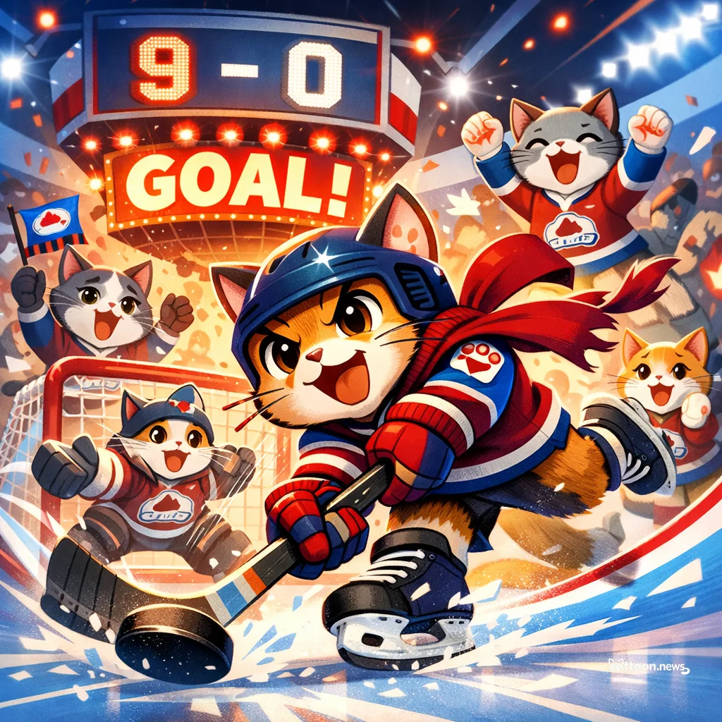 Avalanche Playoff Goal Party! Cats Are Purring - Cheerful Cat