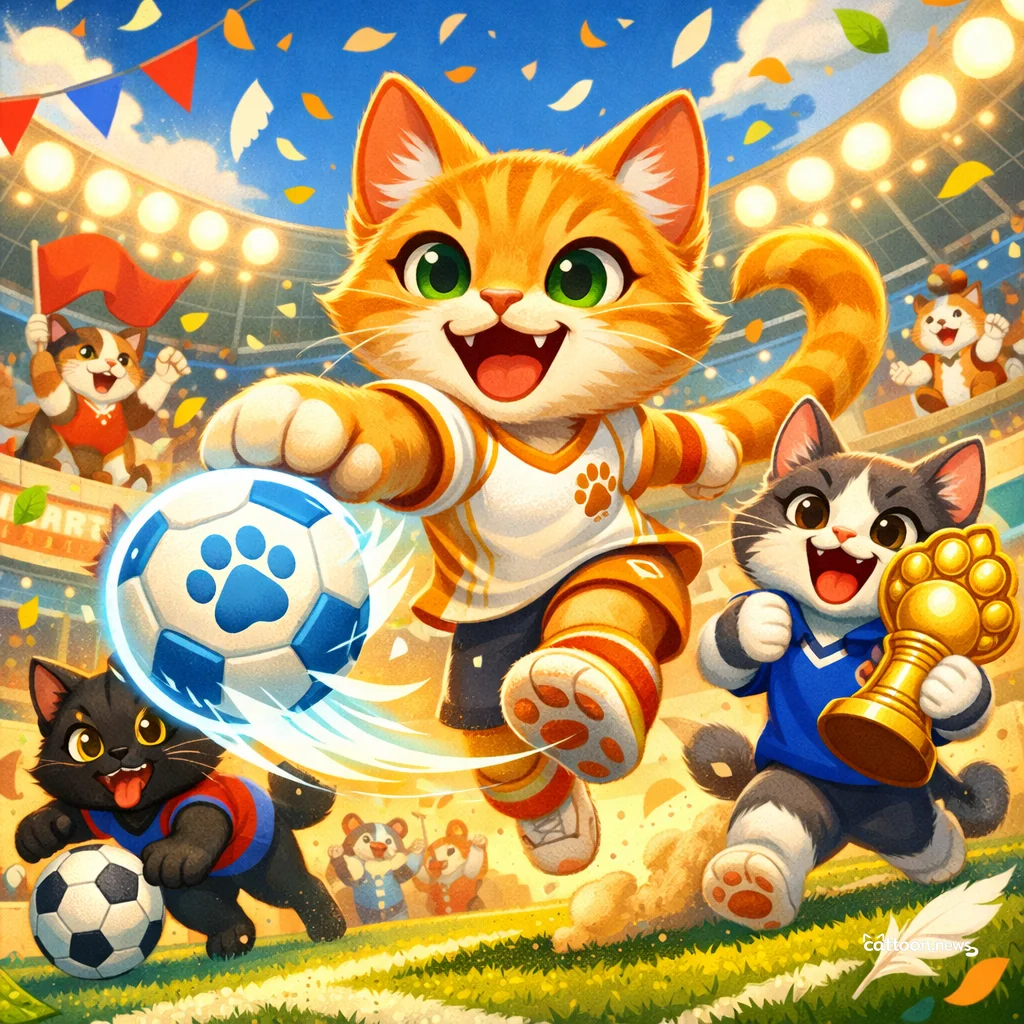 Paws and Whiskers Up: Champions League Magic Unleashed! - Cheerful Cat