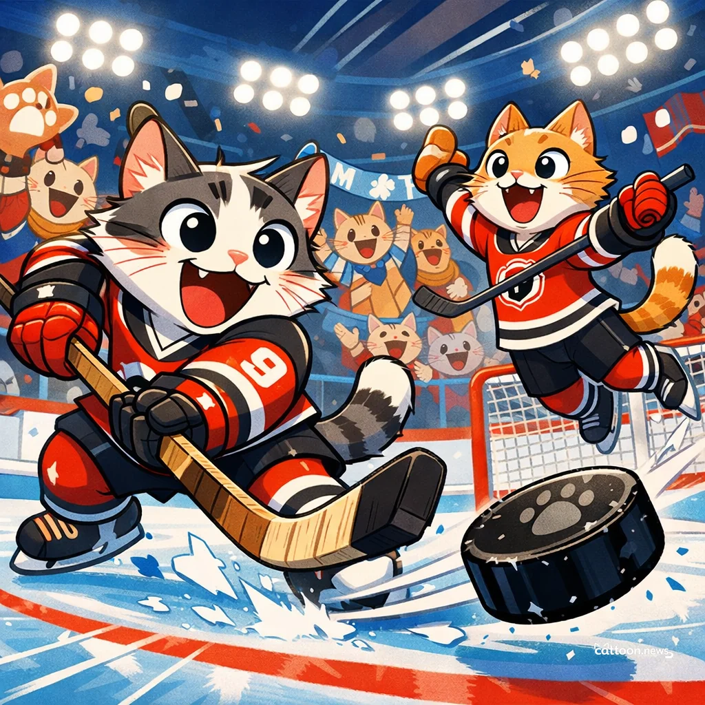 Pawsitive Pounce! Chicoutimi’s Overtime Hero Wows Feline Fans - Cheerful Cat