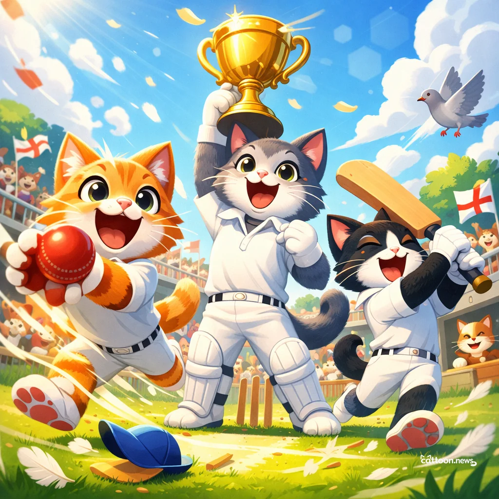 England Wins Fast—Tail Up! Cats Watch in Awe - Cheerful Cat