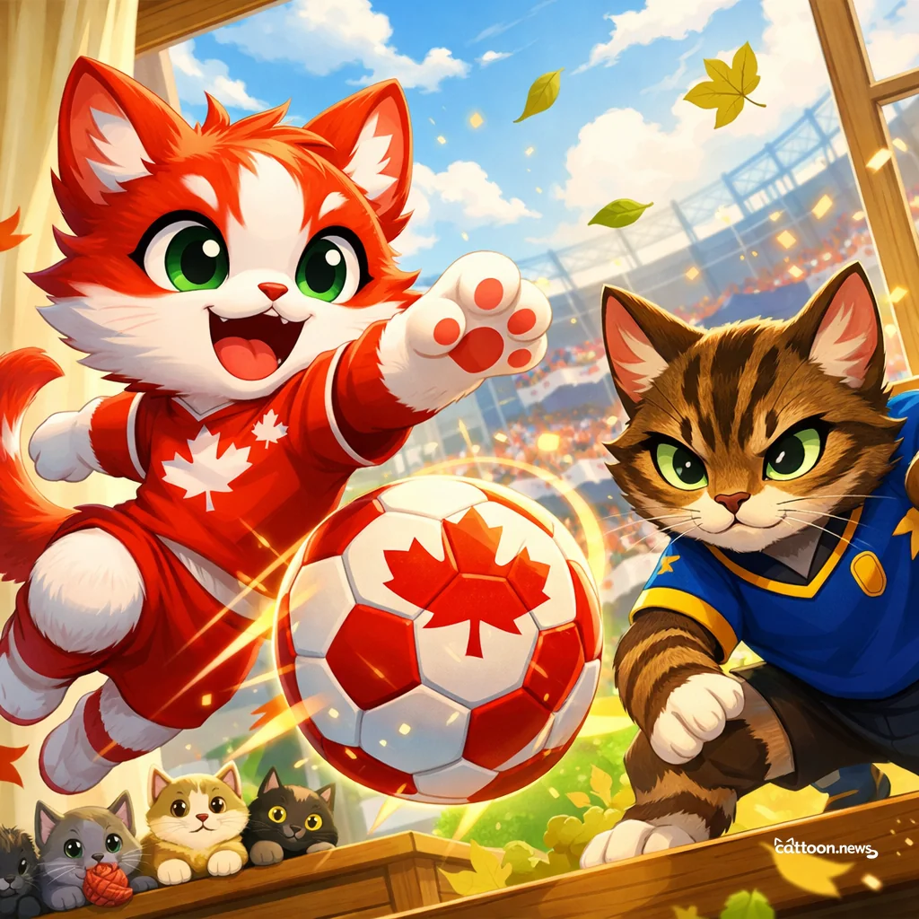 Canada vs Bosnia: Paws on the Pitch! - Cheerful Cat