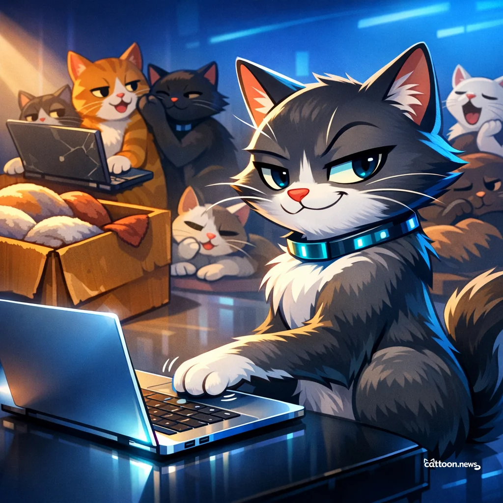 Humans Flock to Shiny Laptops. Cats Yawn. - Sarcastic Cat