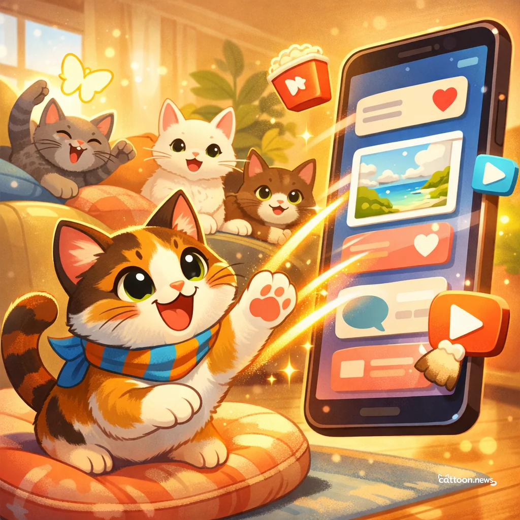 Netflix Goes Vertical—Cats Are Pawsitively Intrigued! - Cheerful Cat