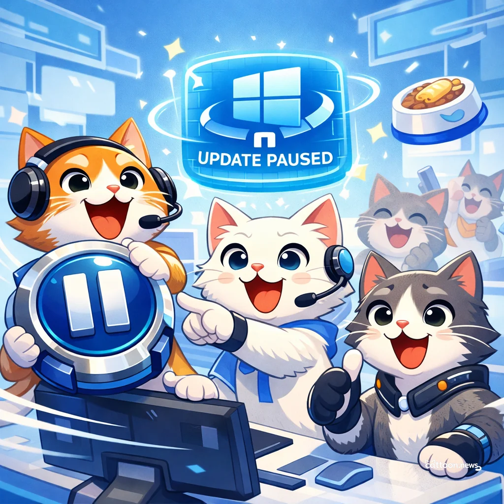 Humans Pause Windows Updates—Purrfect News for Gamers! - Cheerful Cat
