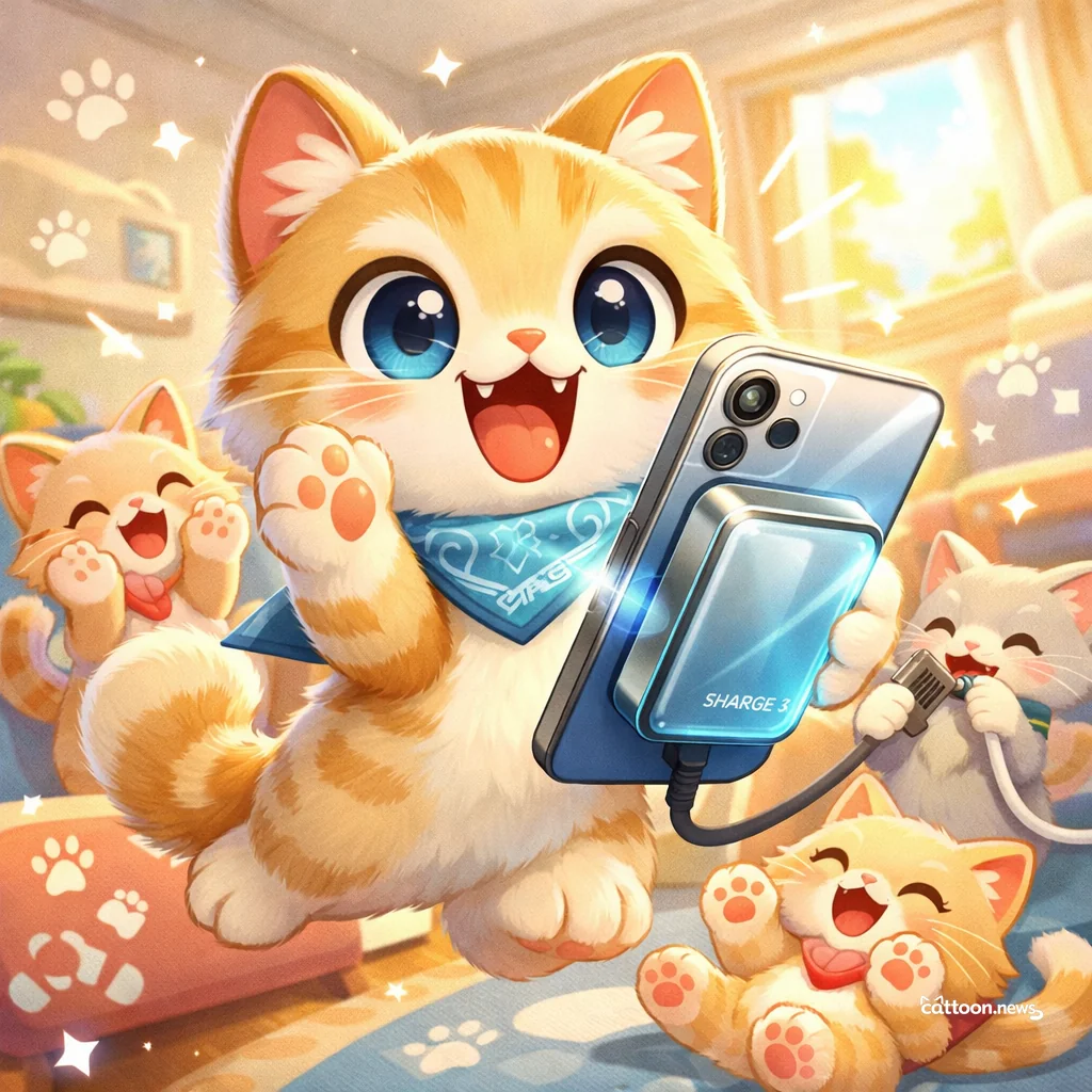 Magnetic Power Snack: Humans Purr Over New Shiny Gadget! - Cheerful Cat