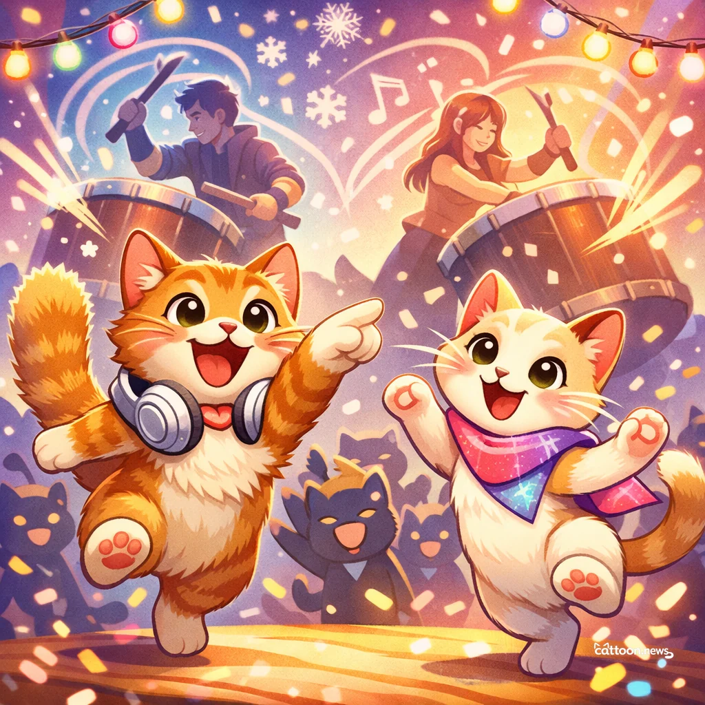 Nordic Beats, Giant Drums—Cats Paws-itively Mesmerized! - Cheerful Cat