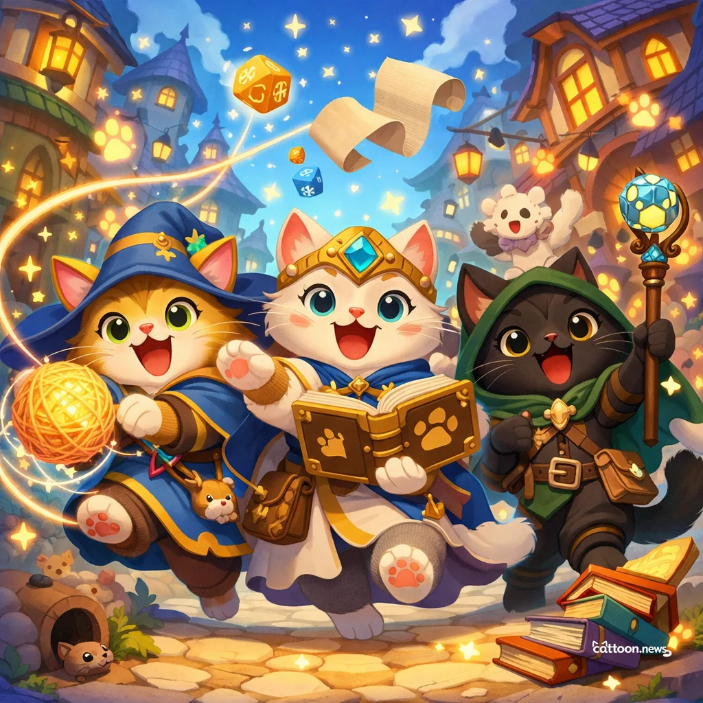 Humans Roll Dice, Cats Watch Magic Unfold! - Cheerful Cat