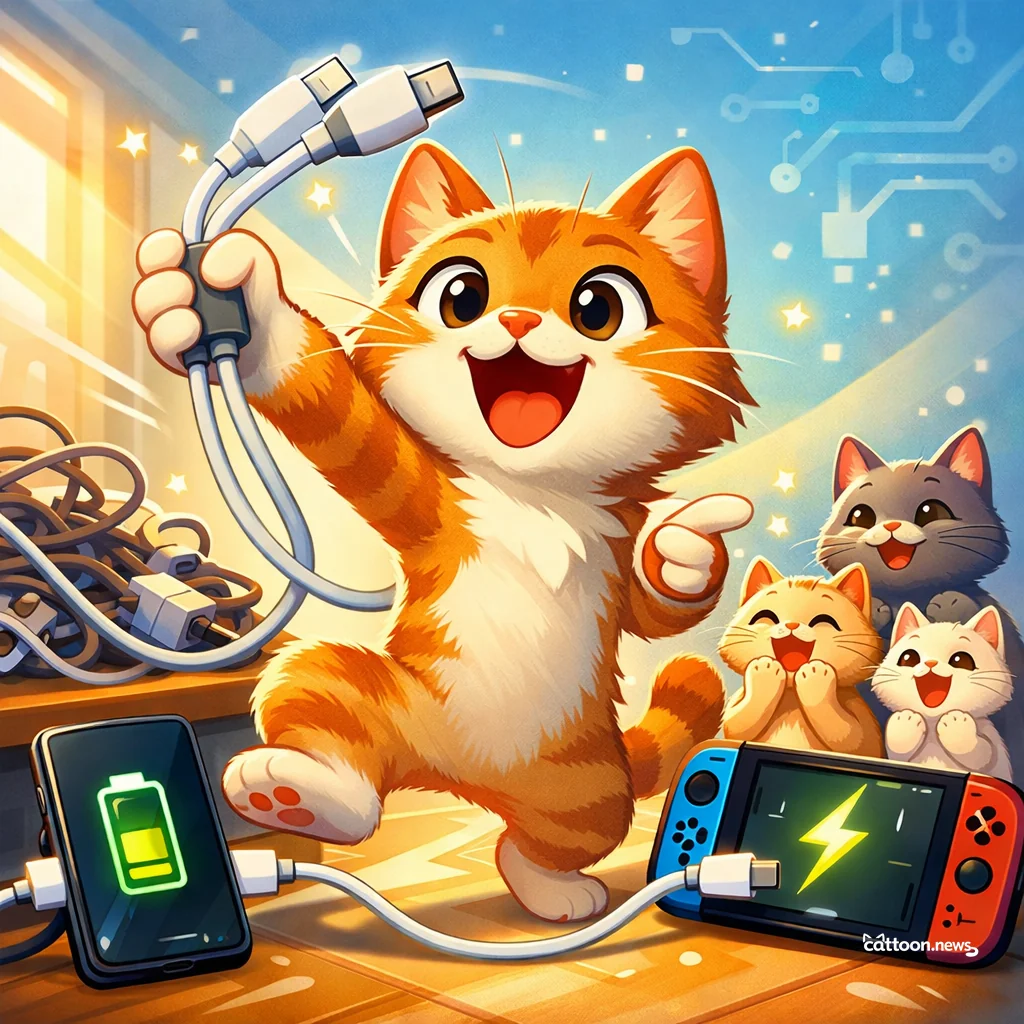Two Devices, One Cable? Purrfect Charging Trick! - Cheerful Cat