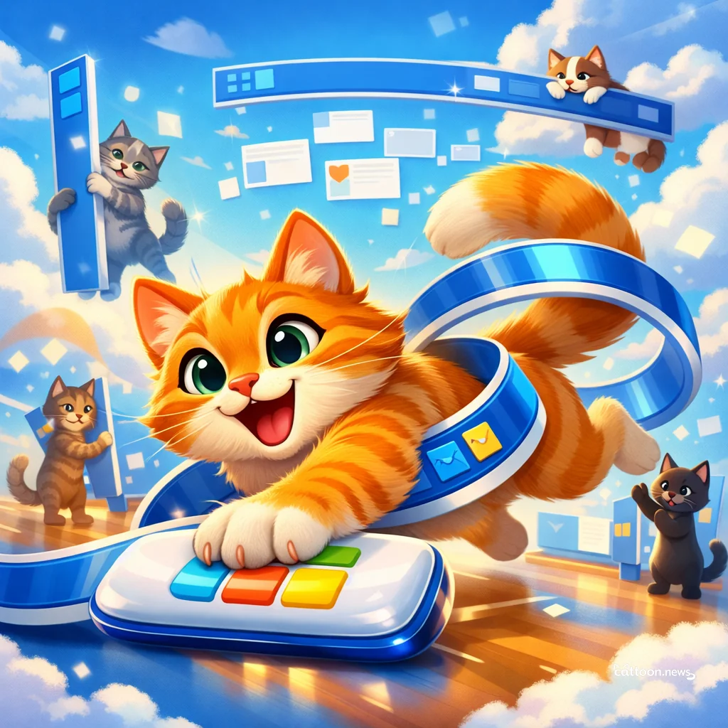 Humans Move Taskbar! Cats Paw-sitively Intrigued - Cheerful Cat