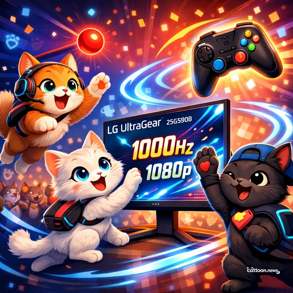 Humans Chase Lightning! New LG Monitor Stuns Felines - Cheerful Cat