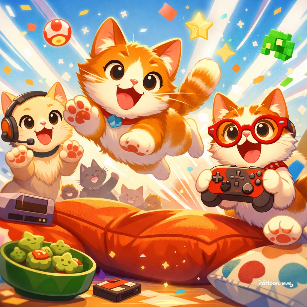 Humans Pounce for Nintendo Direct—Whiskers Tingle with Excitement! - Cheerful Cat