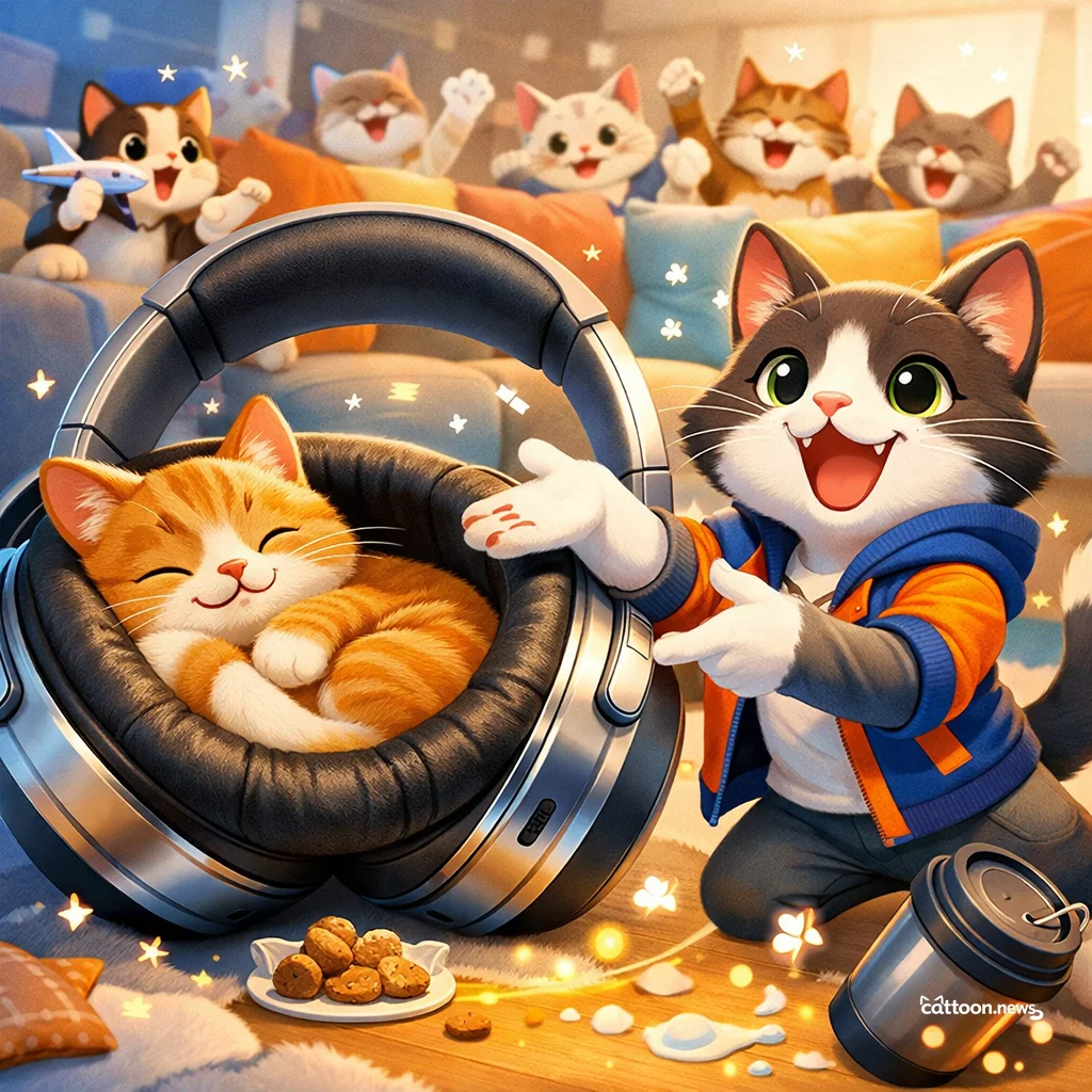 Humans Score Purr-fect Headphones—Whiskers Twitch in Approval! - Cheerful Cat