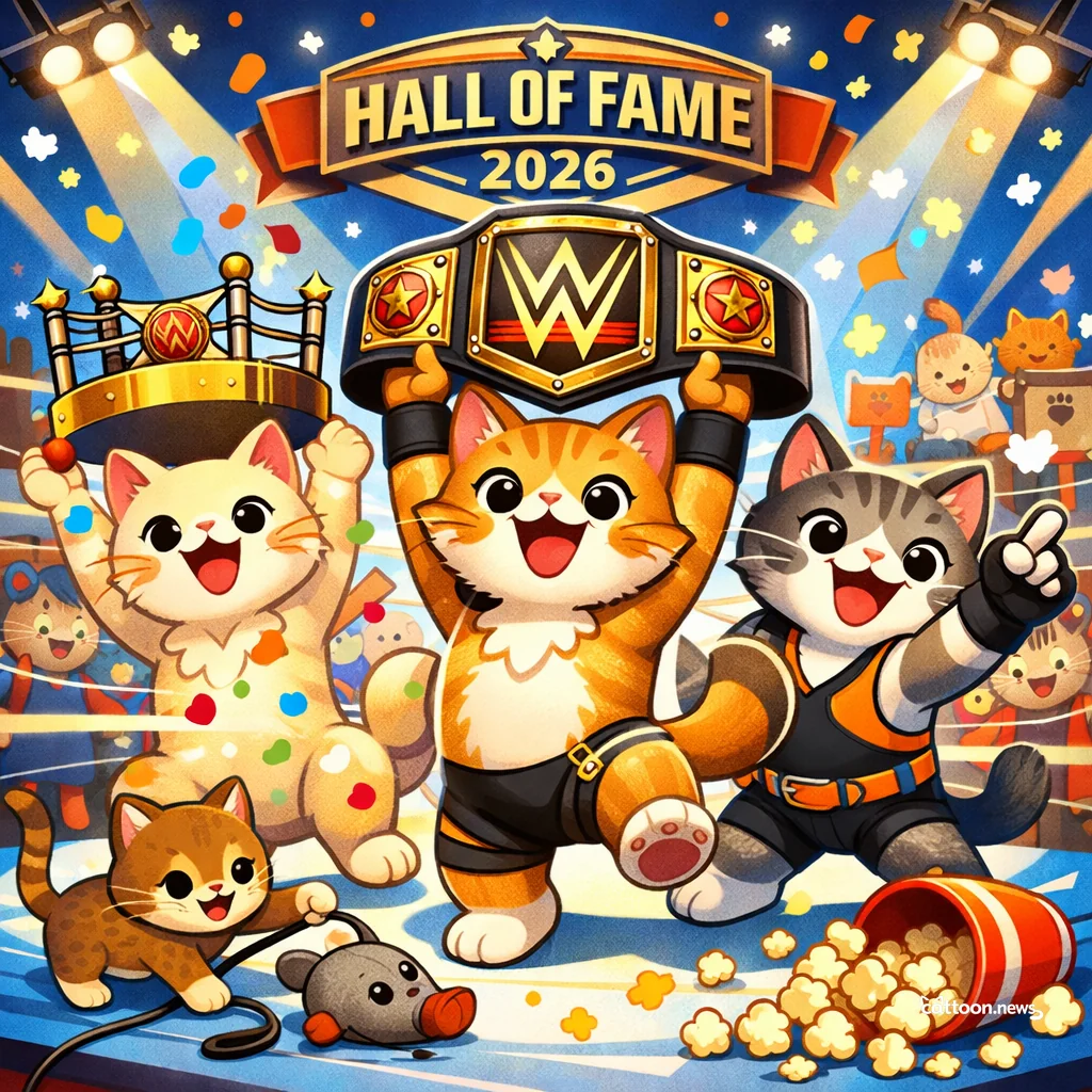 Wrestling Legends Shine—Even Cats Are Watching! - Cheerful Cat
