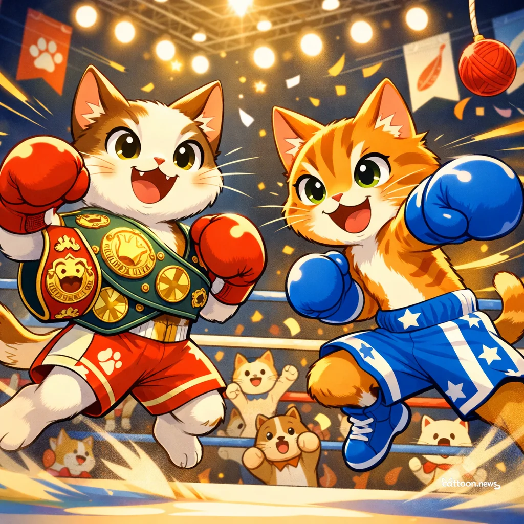 Two Boxing Legends, One Epic Showdown—Cats Are Watching! - Cheerful Cat