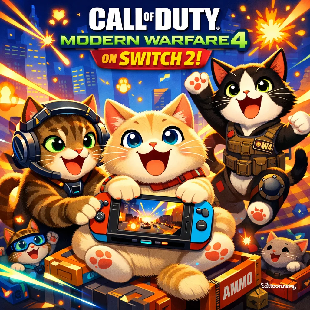 Modern Warfare 4 Goes Purrtable—Cats Intrigued! - Cheerful Cat